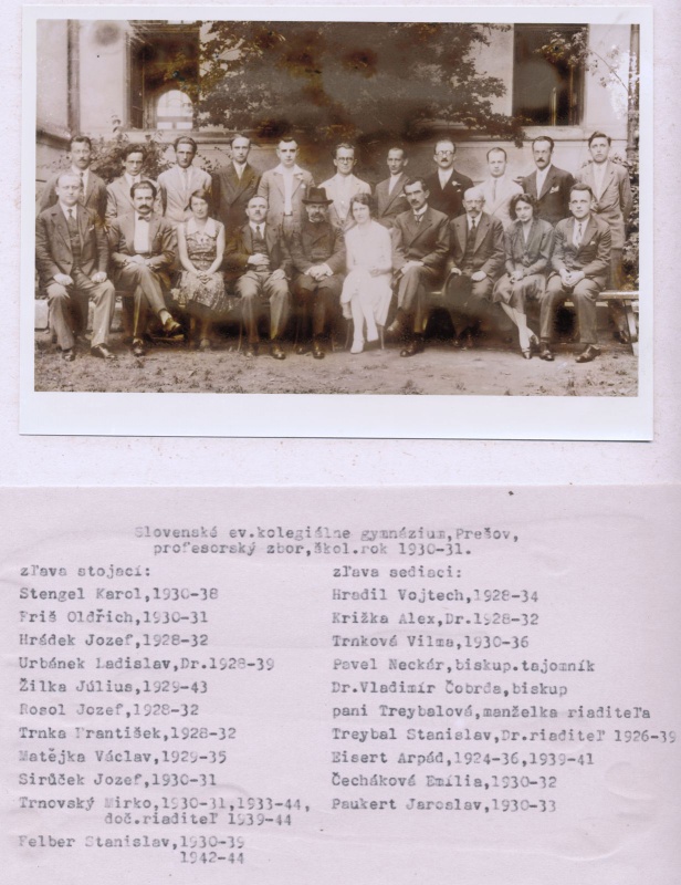 Profesorský zbor v školskom roku 1930-31